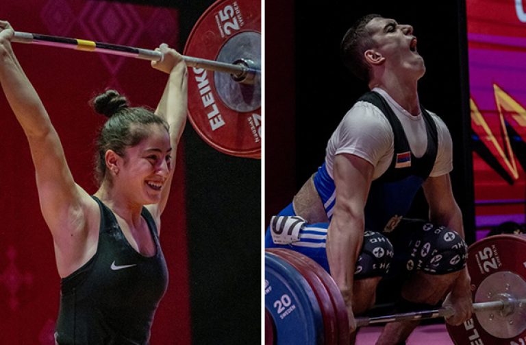 Armenian Weightlifters Aleksandra Grigoryan and Gor Sahakyan Win Gold Medals at World Junior Championships • MassisPost